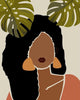 Abstract Pretty Woman With Tropical Leaf Canvas