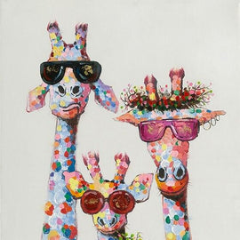 The Giraffe family With Glasses Print