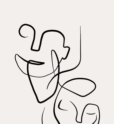 Abstract Lines Drewing Faces Canvas