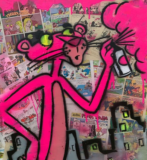 Graffitti Pink Panther Canvas