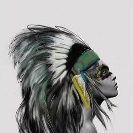 American Indian Girl Sketch Canvas
