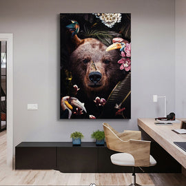 Bear Flowers Canvas