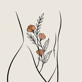 Body Figure With Flowers Drawing Lines Canvas