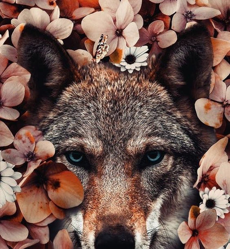 Wolf Flowers Canvas