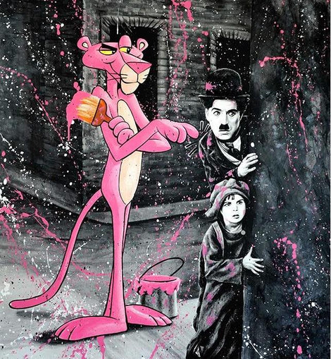 Graffiti Street Art Pink Panther Canvas