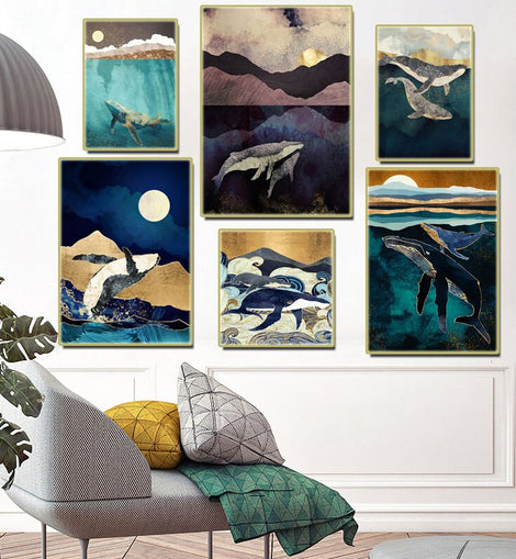 Whale Cloud Sea Mountain Prints