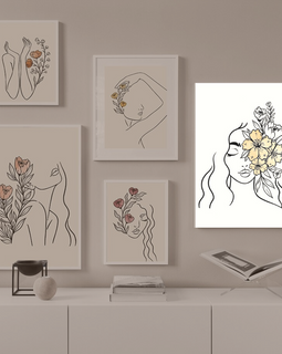 Abstract Flowers Drawing Lines Pretty Girl Canvas