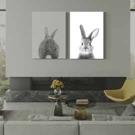Bunny Rabbit Black & White Canvas