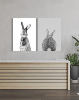 Bunny Rabbit Black & White Canvas 3