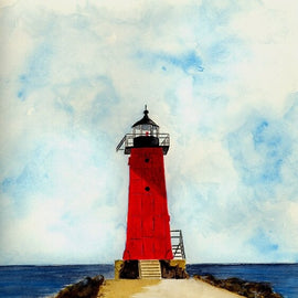 Lighthouse On the Coast Watercolour