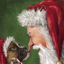 Santa Claus and Dog Canvas 1